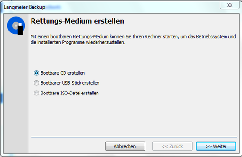 Ein Rettungs Medium Mit Langmeier Backup Erstellen